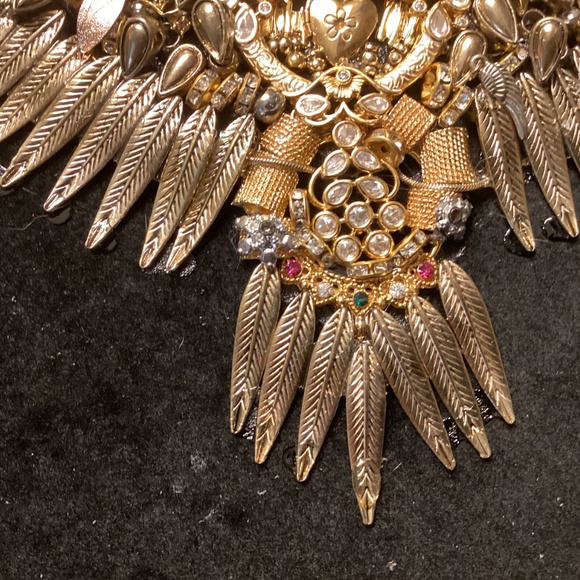 Man cave vintage jewelry handcrafted framed art bird gold tone necklace feathers - Picture 5 of 11